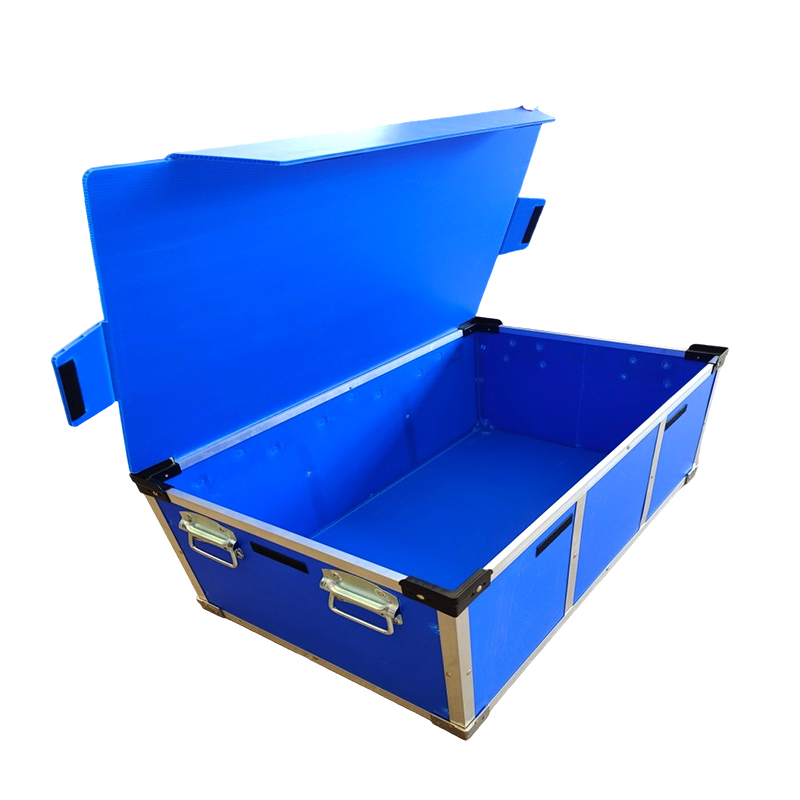 Aluminum Trim PP Corrugated Plastic Turnover Box na may Flip Lid