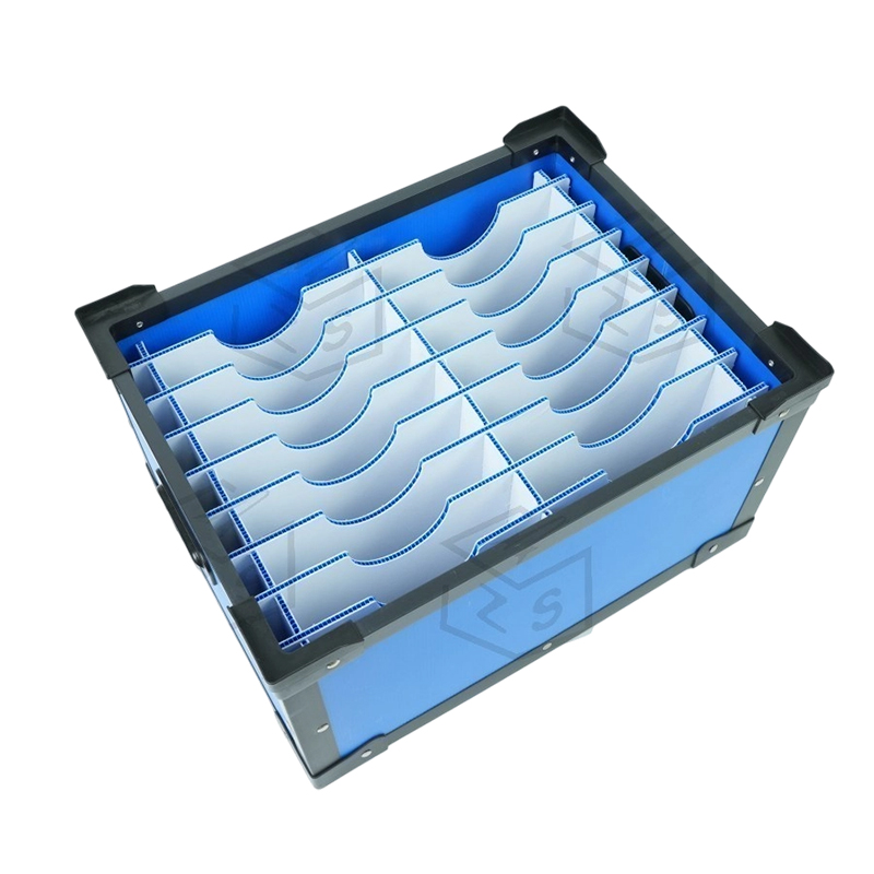 Stackable PP Corrugated Crate Na May Curved Slot Divider